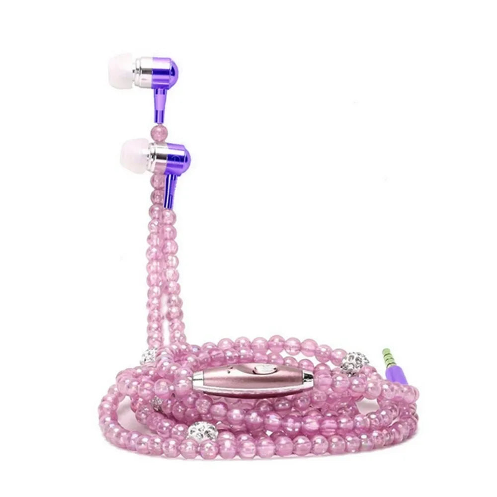 ✨Beaded Pearl Necklace Earphones w/Microphone✨