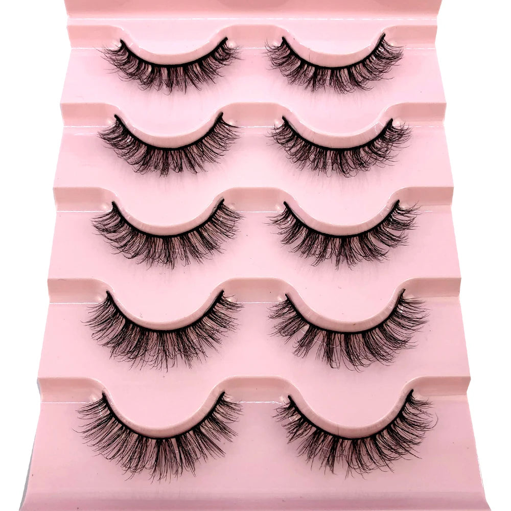 ✨ Wispy Natural 3D Mink Eyelashes (5 Pairs) ✨