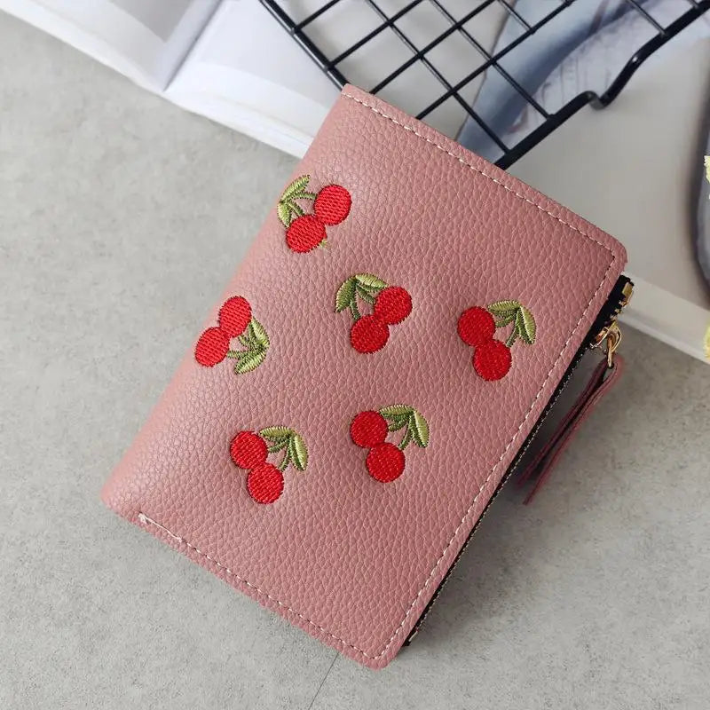 ✨Cherry Embroidered Zipper Wallet✨