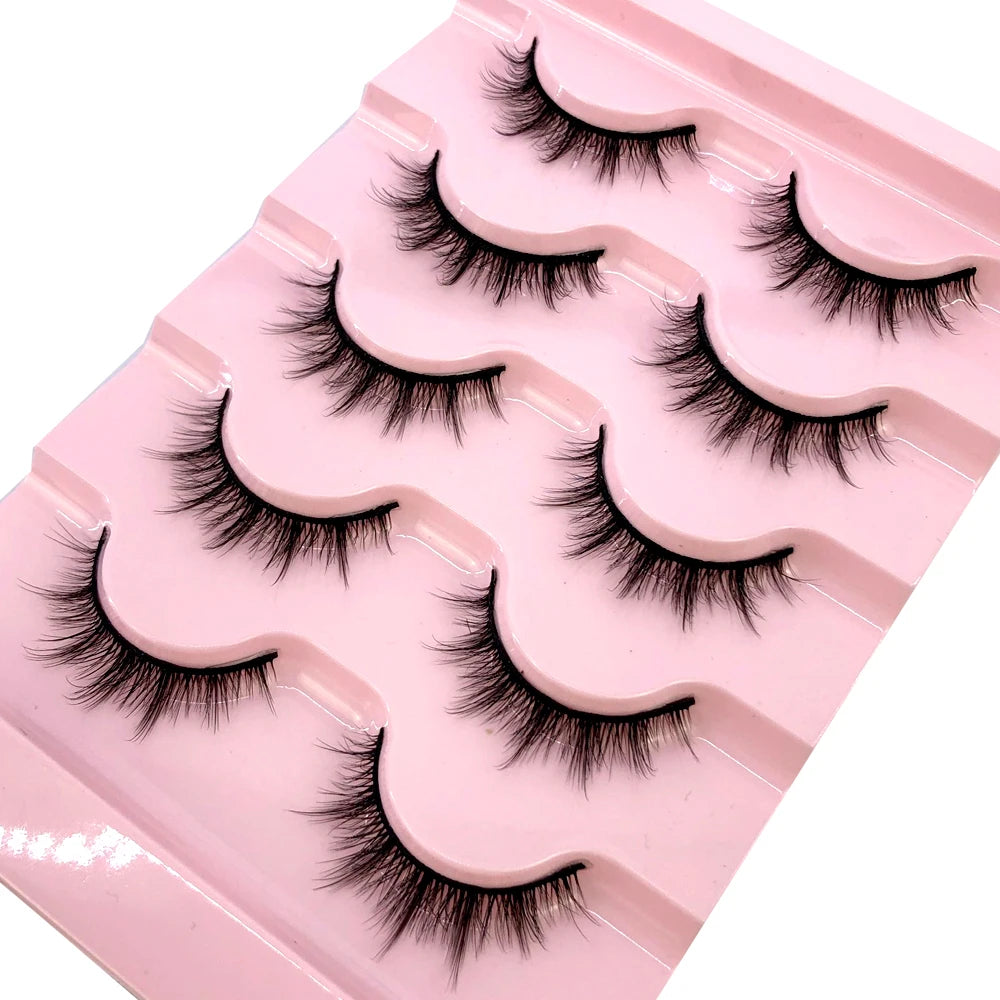 ✨ Wispy Natural 3D Mink Eyelashes (5 Pairs) ✨