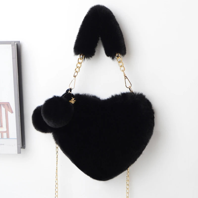 ✨Fuzzy Heart Plush Shoulder Bag✨