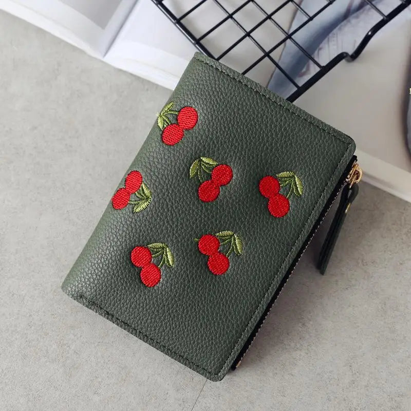 ✨Cherry Embroidered Zipper Wallet✨
