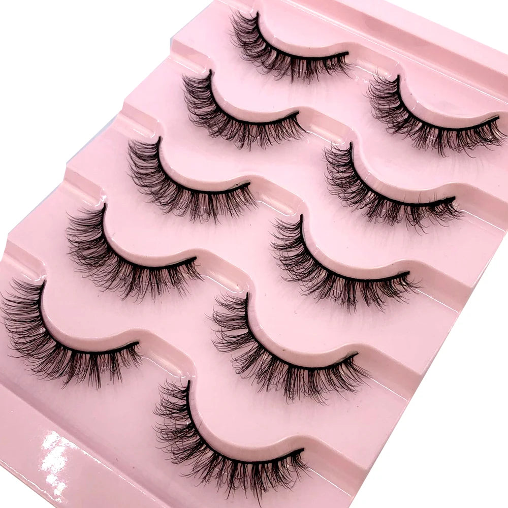 ✨ Wispy Natural 3D Mink Eyelashes (5 Pairs) ✨