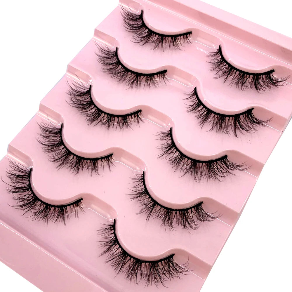 ✨ Wispy Natural 3D Mink Eyelashes (5 Pairs) ✨
