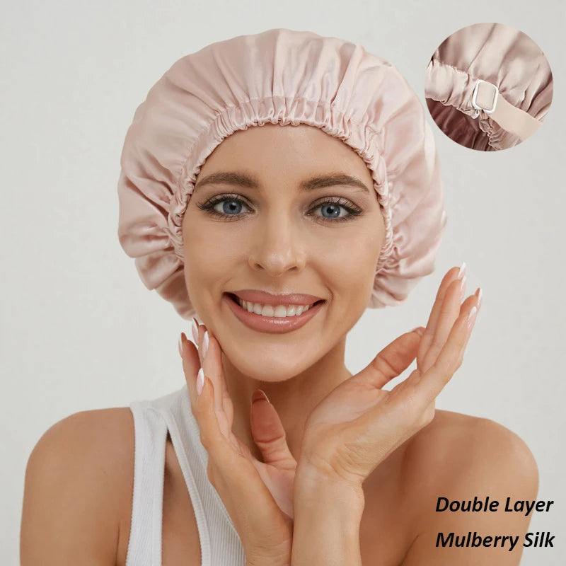 Adjustable 100% Mulberry Silk Bonnet