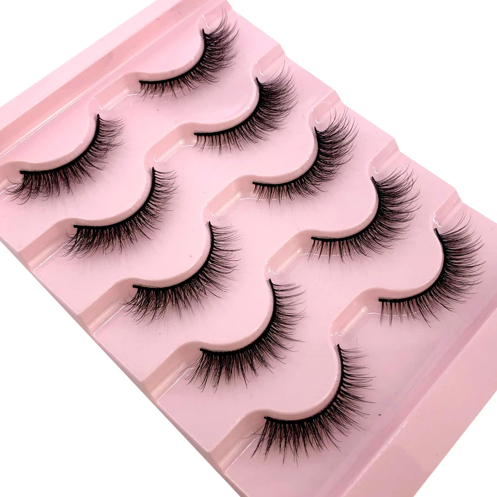 ✨ Wispy Natural 3D Mink Eyelashes (5 Pairs) ✨