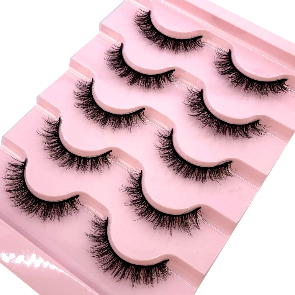 ✨ Wispy Natural 3D Mink Eyelashes (5 Pairs) ✨