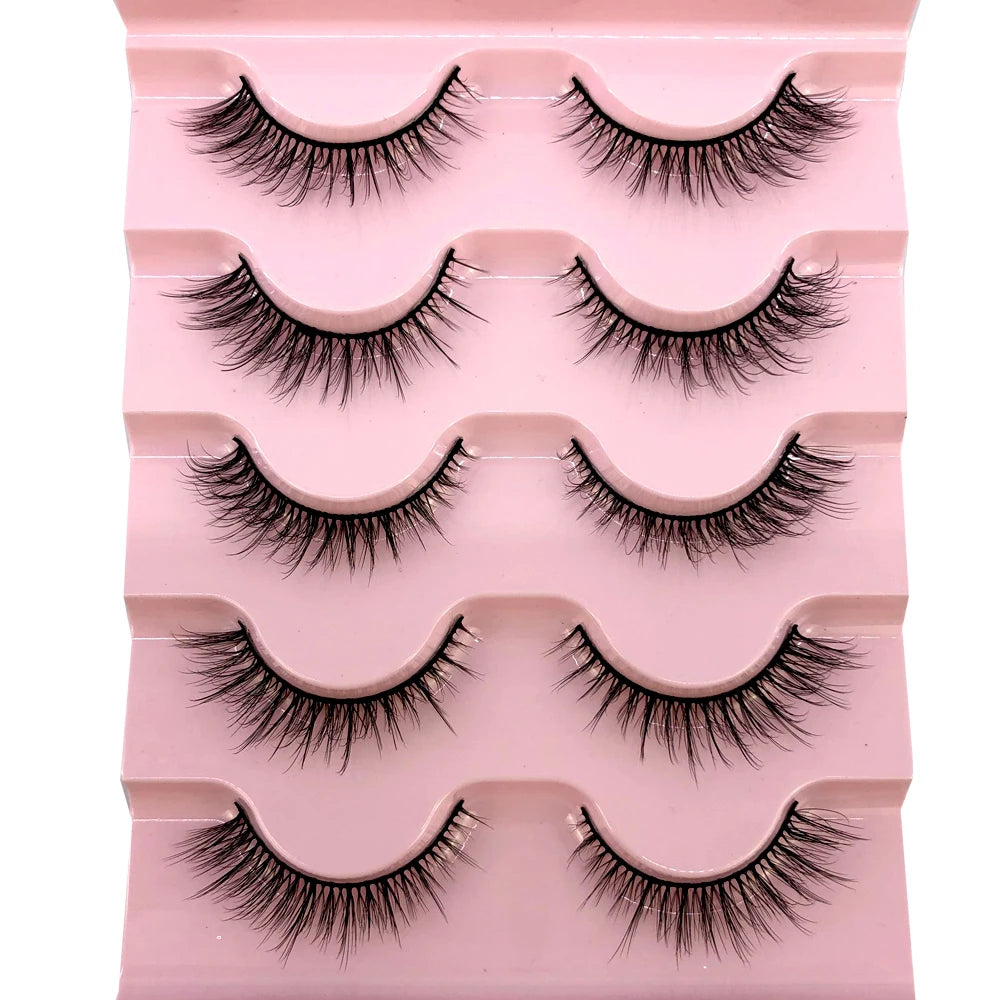 ✨ Wispy Natural 3D Mink Eyelashes (5 Pairs) ✨