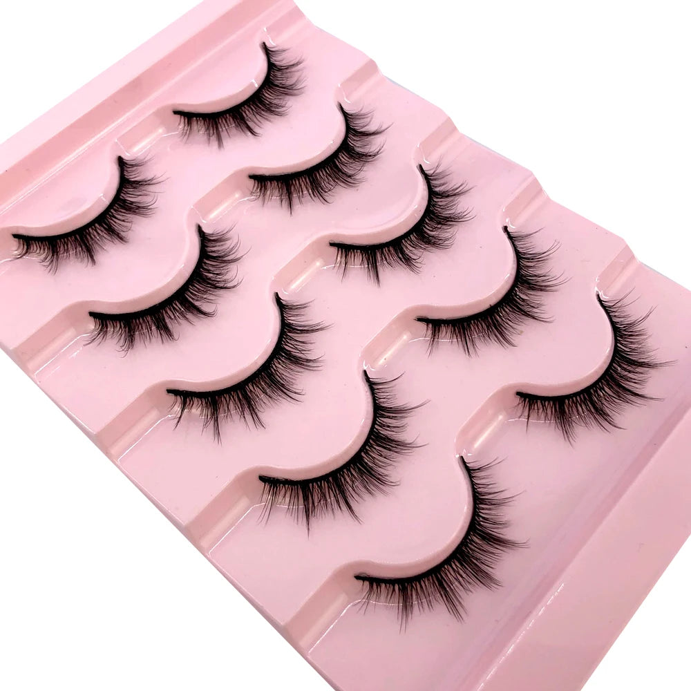 ✨ Wispy Natural 3D Mink Eyelashes (5 Pairs) ✨