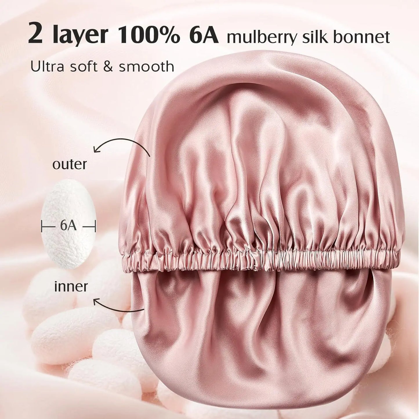 Adjustable 100% Mulberry Silk Bonnet