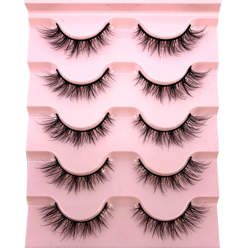 ✨ Wispy Natural 3D Mink Eyelashes (5 Pairs) ✨