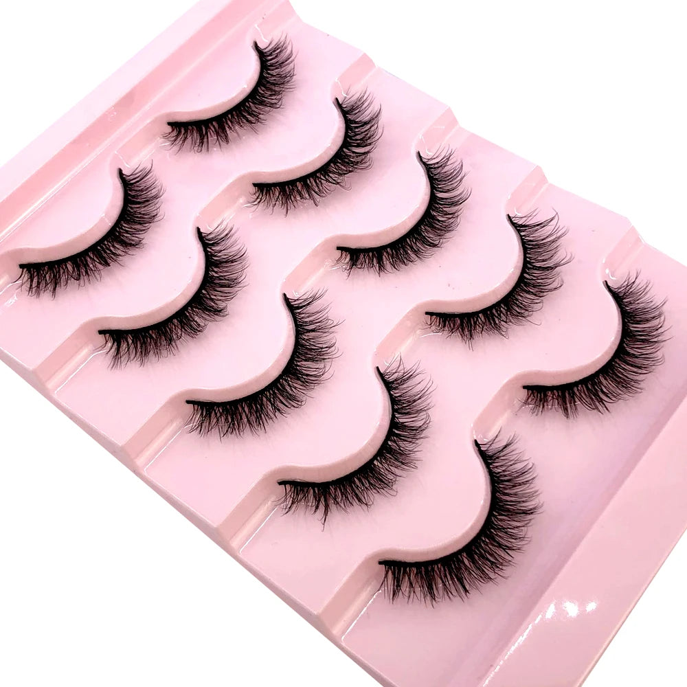 ✨ Wispy Natural 3D Mink Eyelashes (5 Pairs) ✨