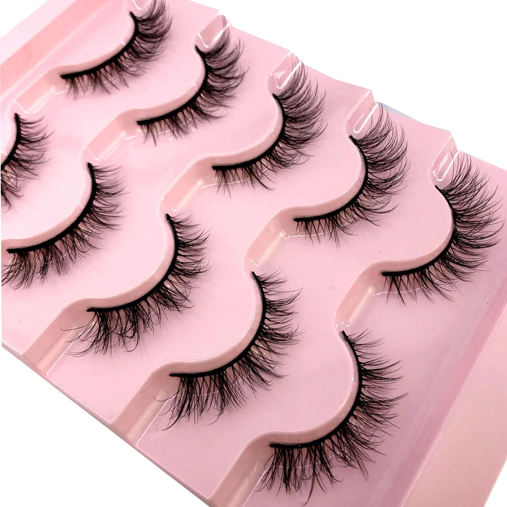 ✨ Wispy Natural 3D Mink Eyelashes (5 Pairs) ✨