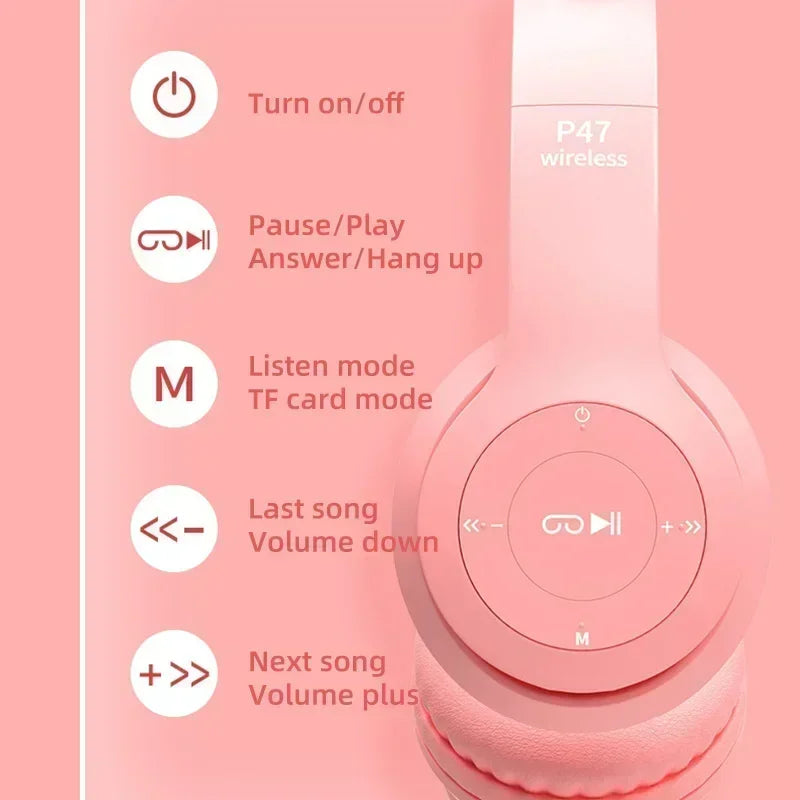 ✨Cat Ear LED Wireless Bluetooth Headphones✨