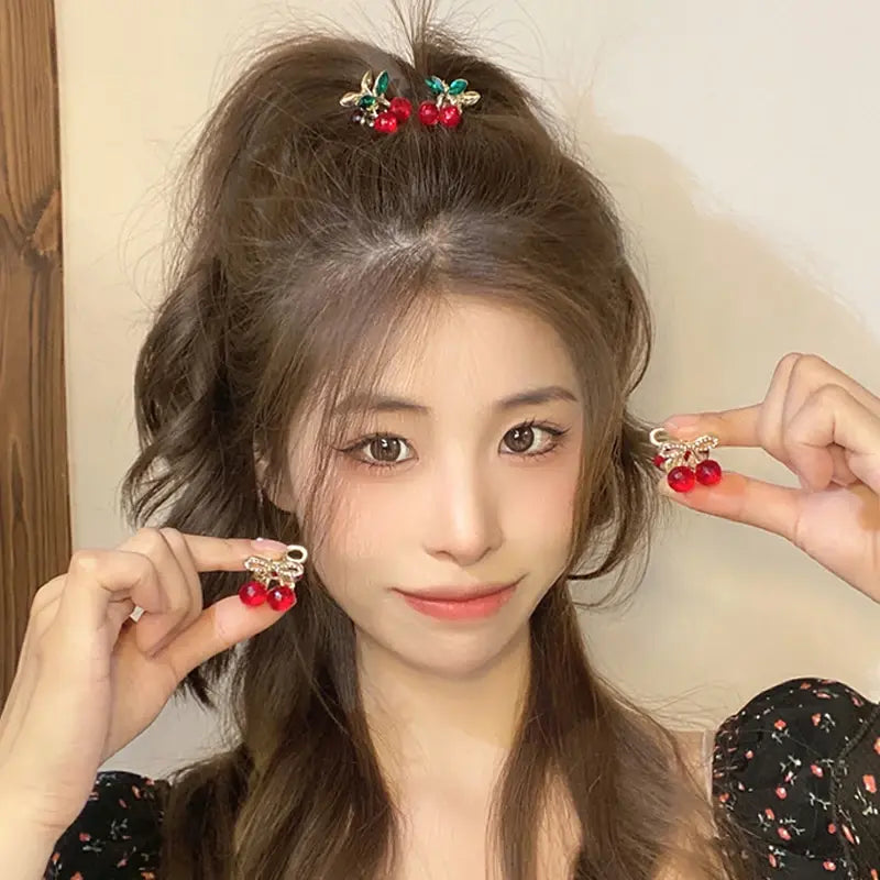 ✨Mini Cherry Jewel Hair Clips✨