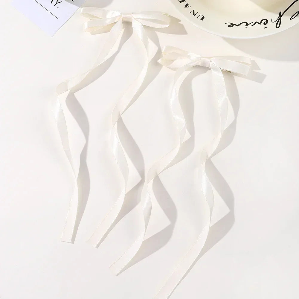 2pc Long Ribbon Bow Hairclips