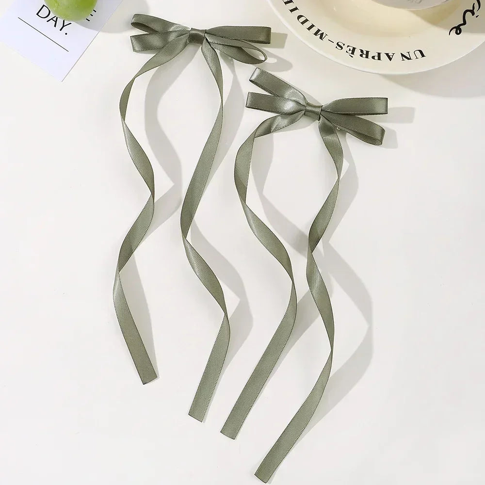 2pc Long Ribbon Bow Hairclips