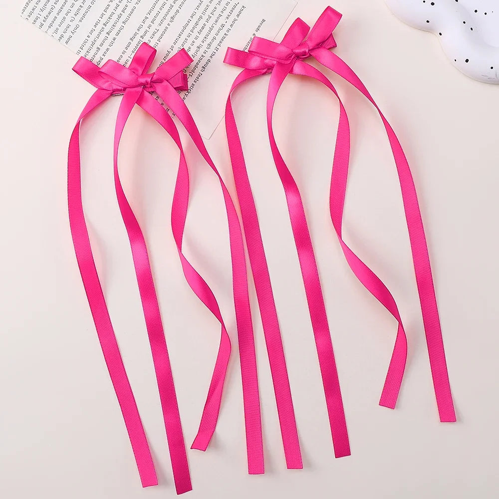 2pc Long Ribbon Bow Hairclips