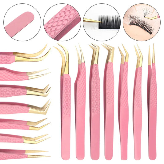 Pink Eyelash Extension Tweezers