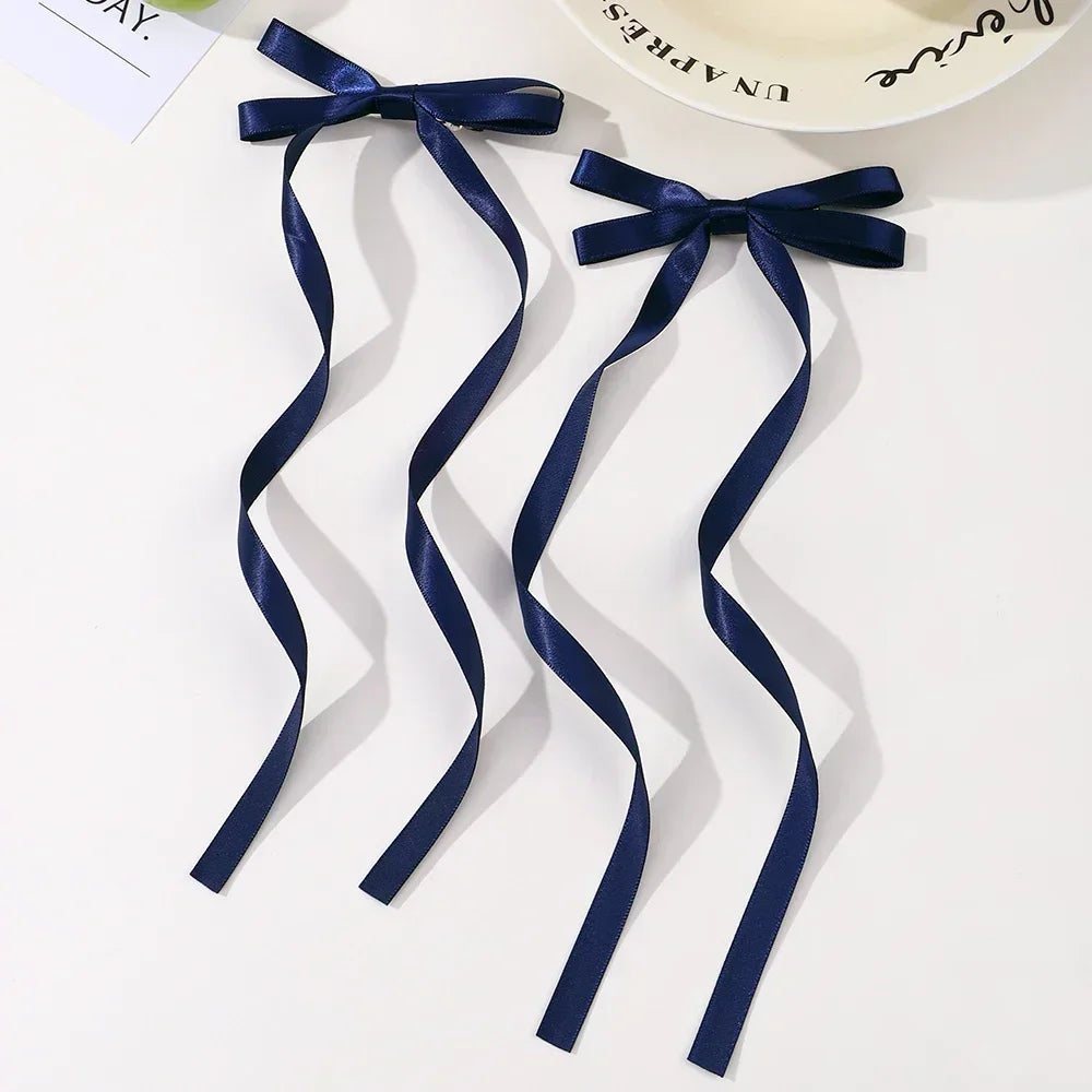 2pc Long Ribbon Bow Hairclips