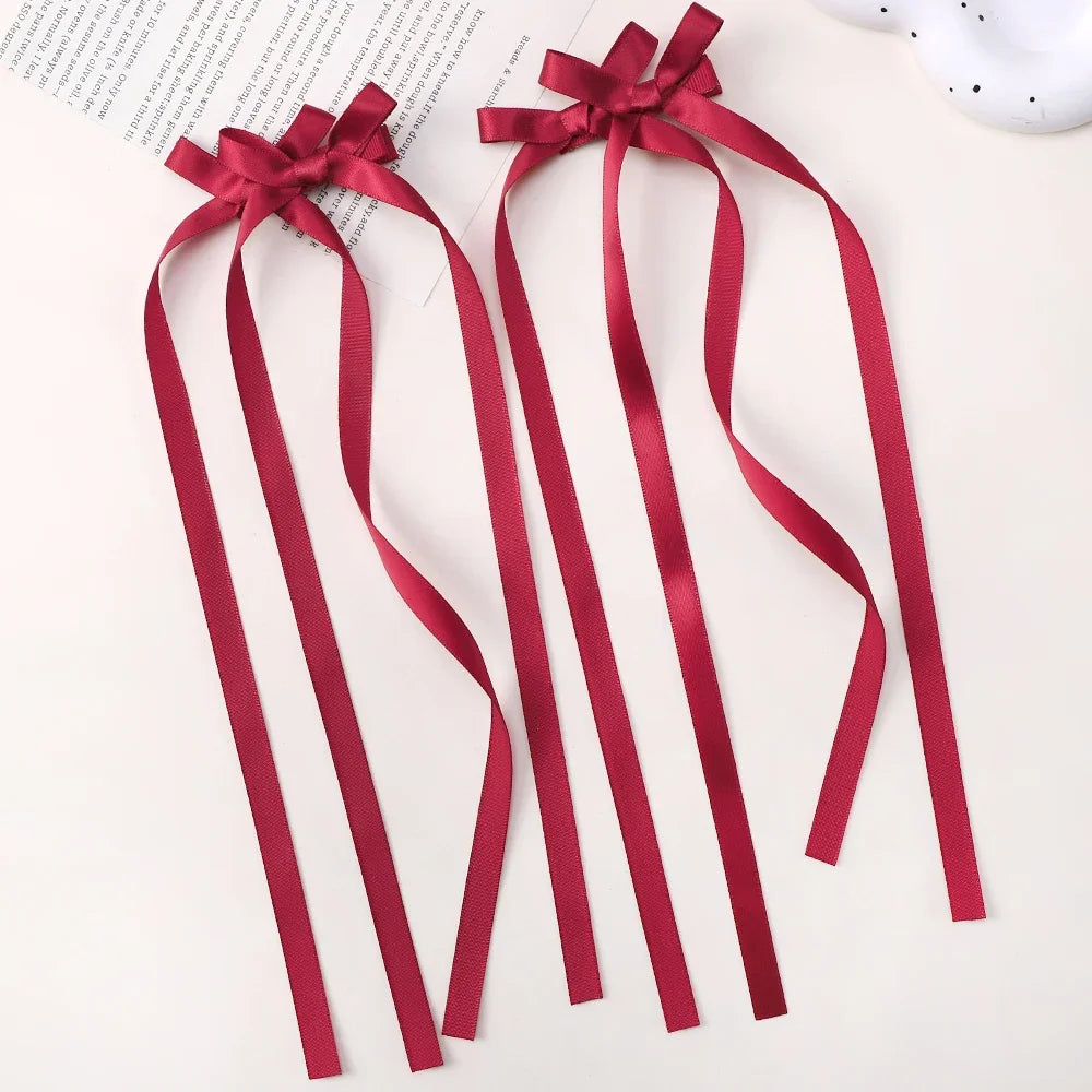 2pc Long Ribbon Bow Hairclips