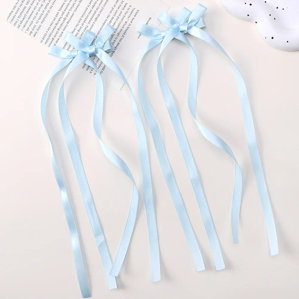2pc Long Ribbon Bow Hairclips