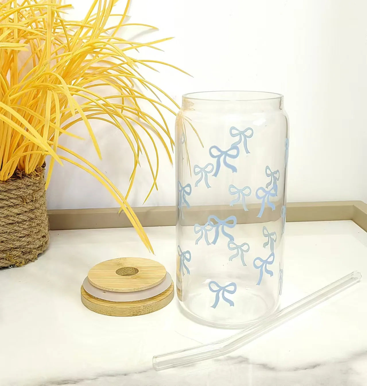 ✨Cute Bow Glass Cup✨