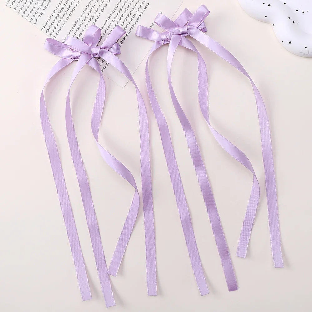 2pc Long Ribbon Bow Hairclips