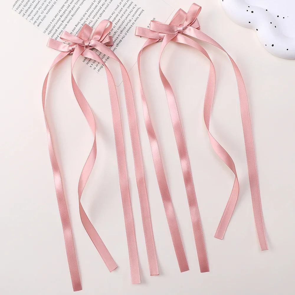 2pc Long Ribbon Bow Hairclips