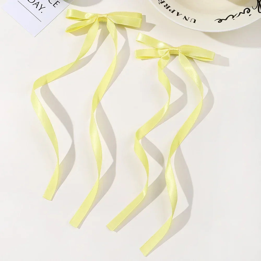 2pc Long Ribbon Bow Hairclips
