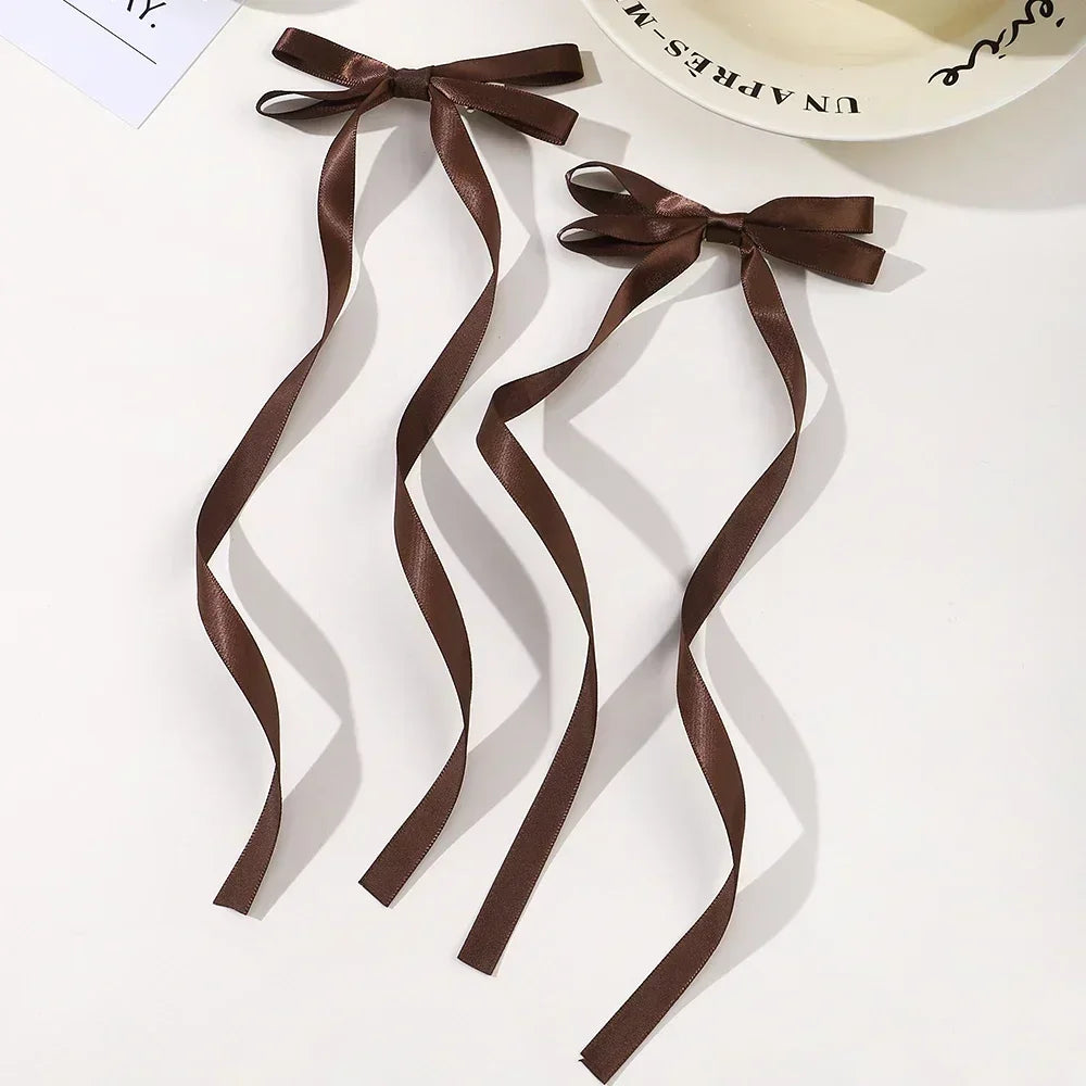 2pc Long Ribbon Bow Hairclips