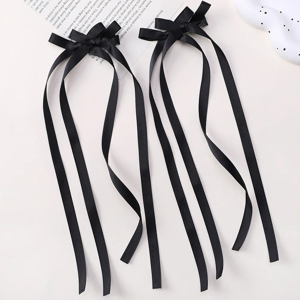 2pc Long Ribbon Bow Hairclips