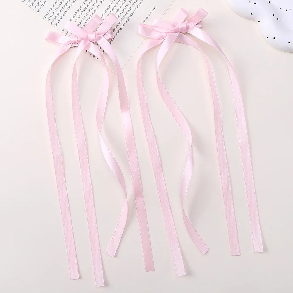 2pc Long Ribbon Bow Hairclips