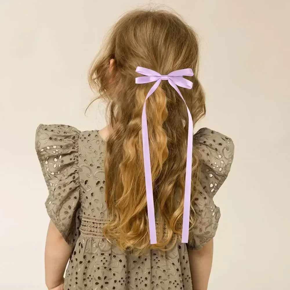 2pc Long Ribbon Bow Hairclips