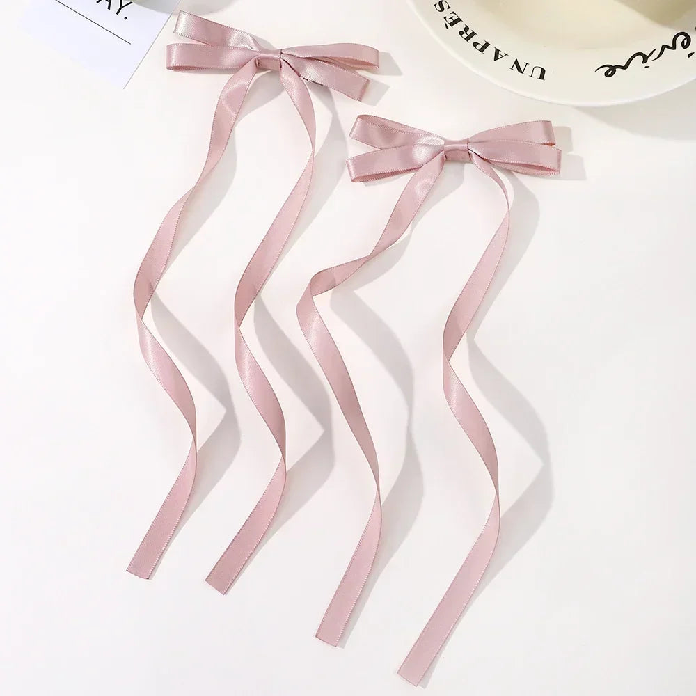 2pc Long Ribbon Bow Hairclips