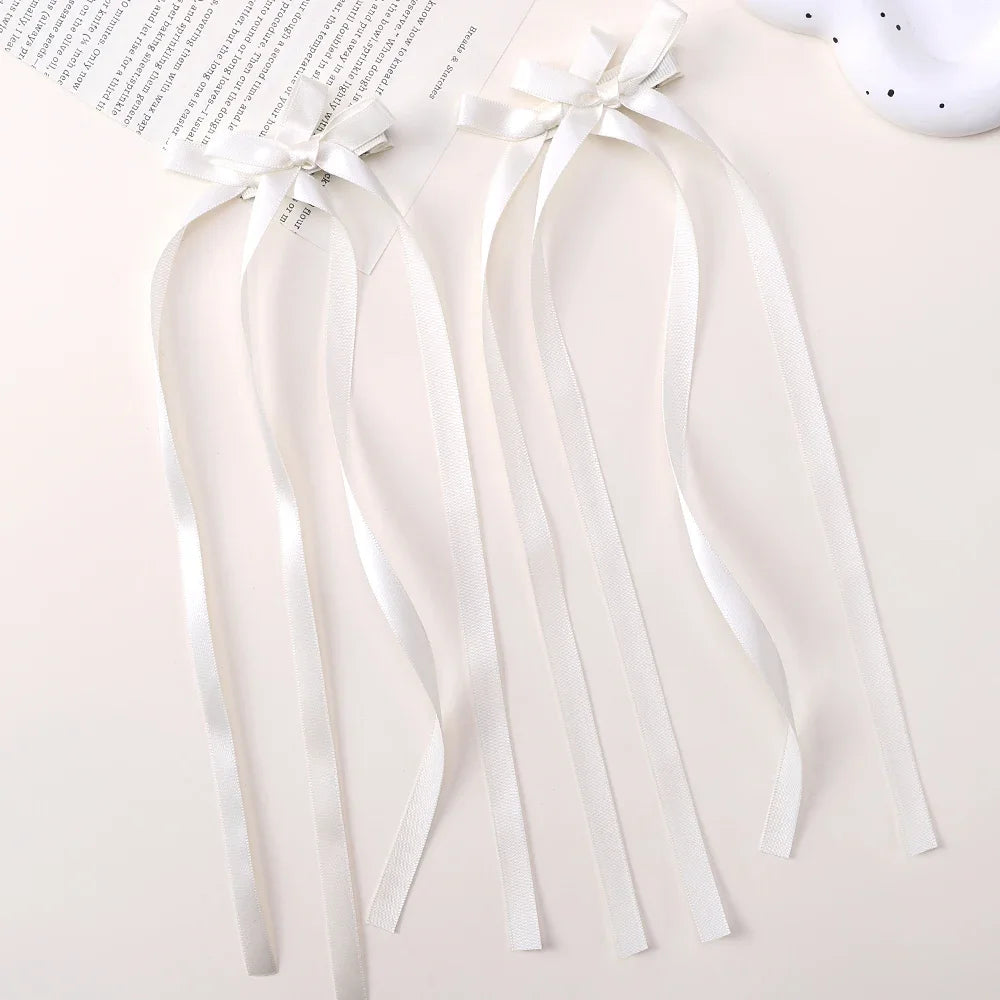 2pc Long Ribbon Bow Hairclips