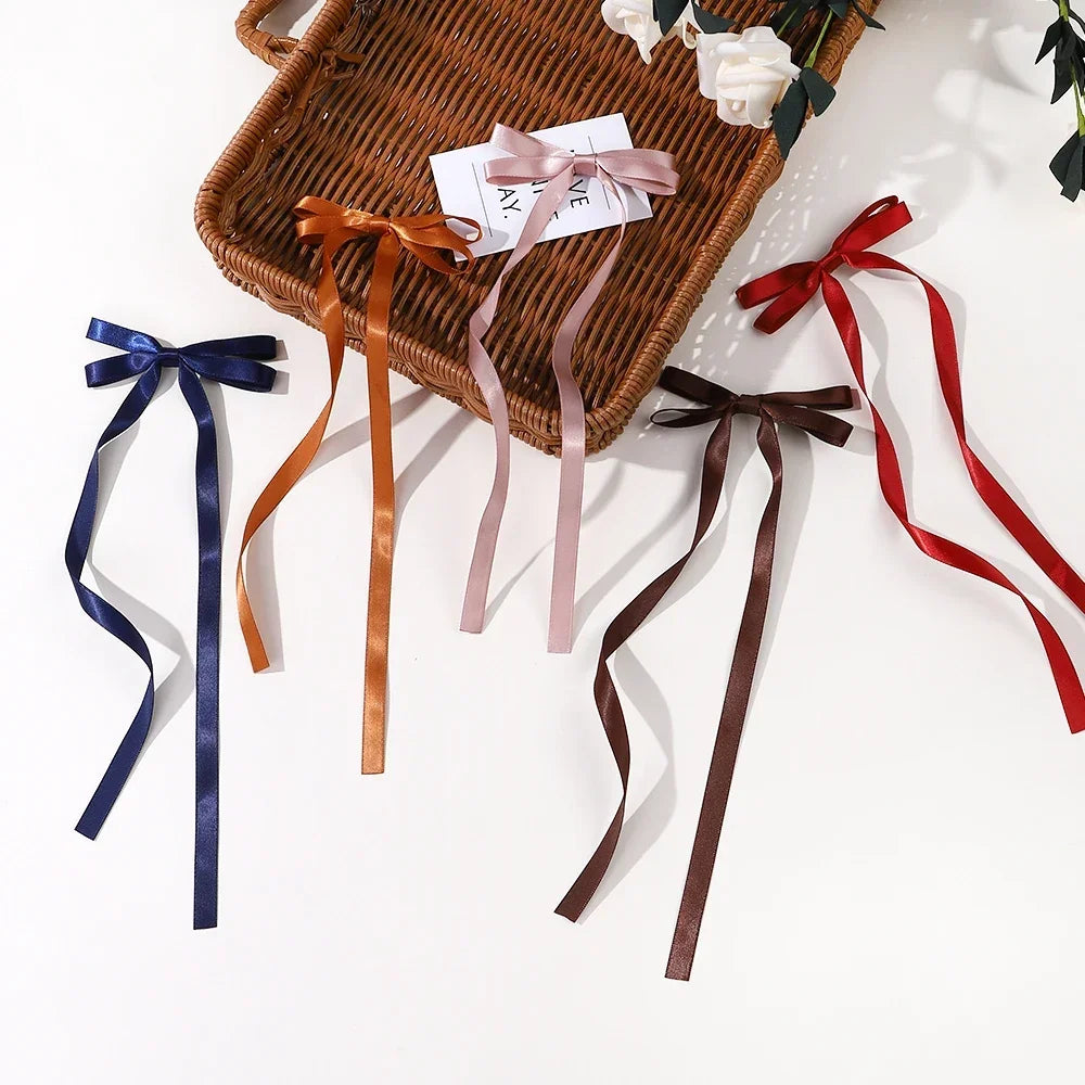 2pc Long Ribbon Bow Hairclips
