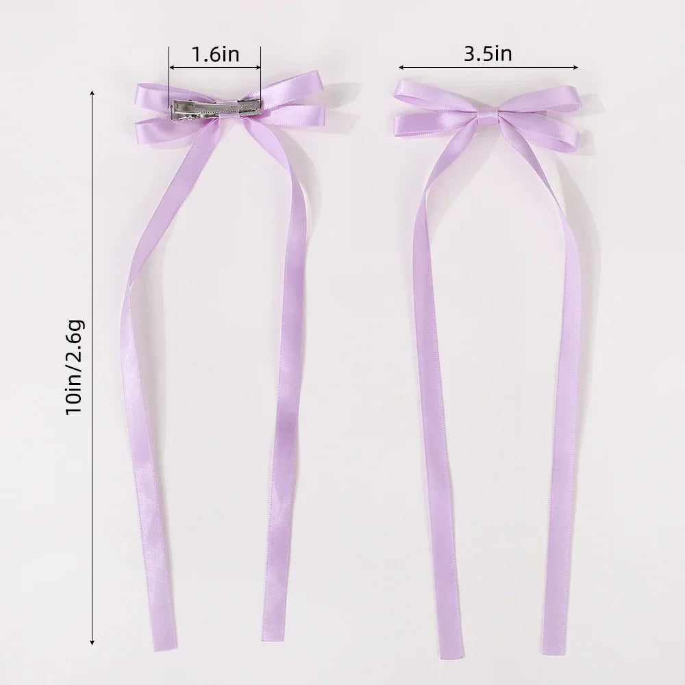 2pc Long Ribbon Bow Hairclips