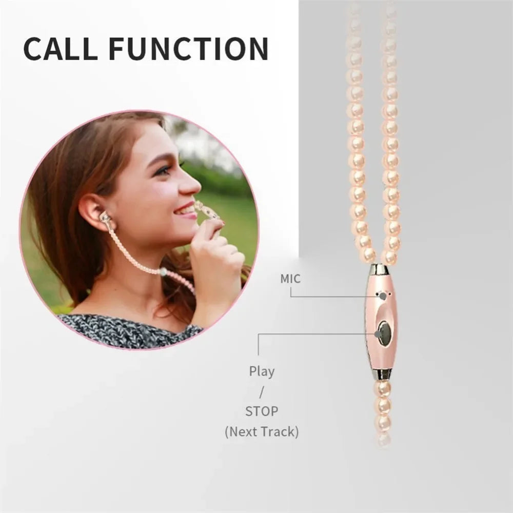 ✨Beaded Pearl Necklace Earphones w/Microphone✨